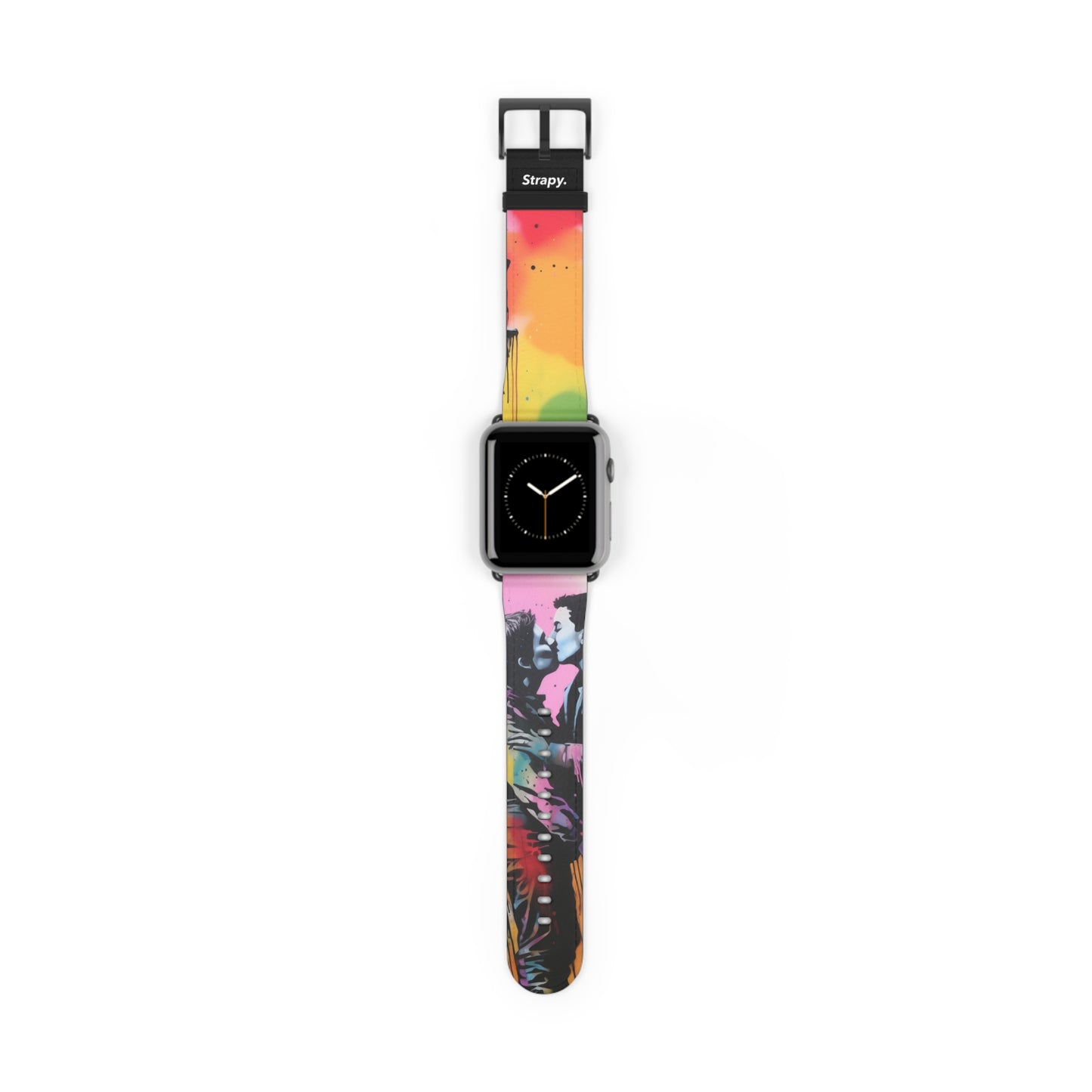 Stencil Love is Love (He/Him/They) Pride - Leather Apple Watch Strap/Band