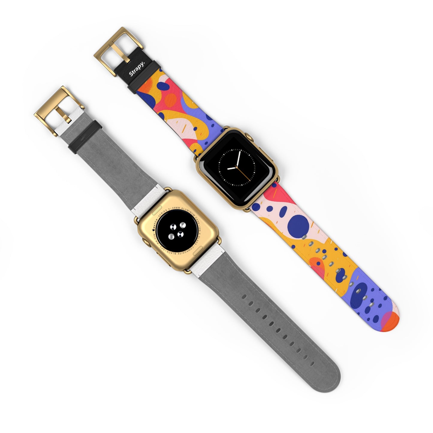 Abstract Art Pop Leopard Polka Dots Pattern - Leather Apple Watch Strap/Band