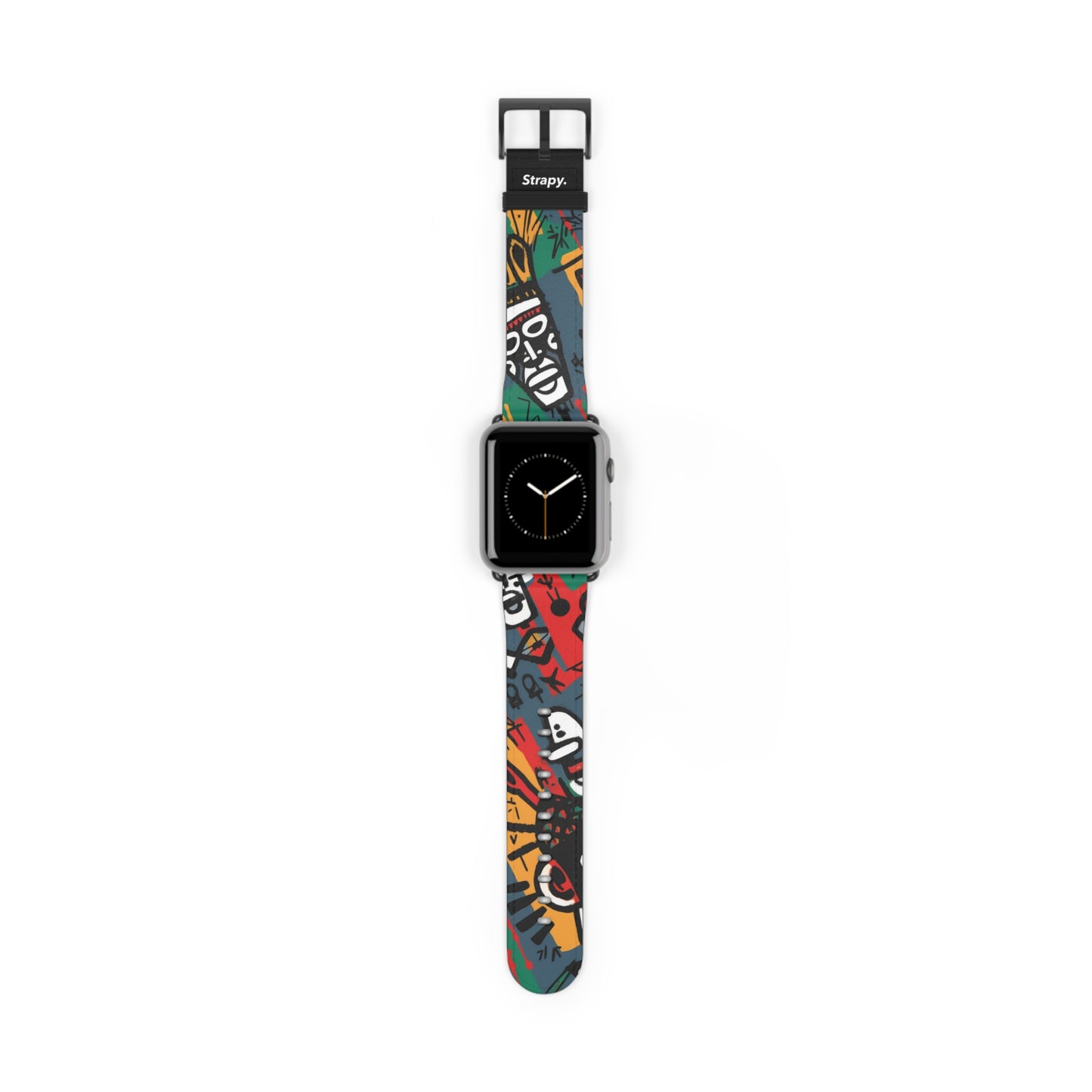 Abstraktes Muster im Basquiat-Stil des afrikanischen Stammes – Apple-Watch-Armband/Armband aus Leder