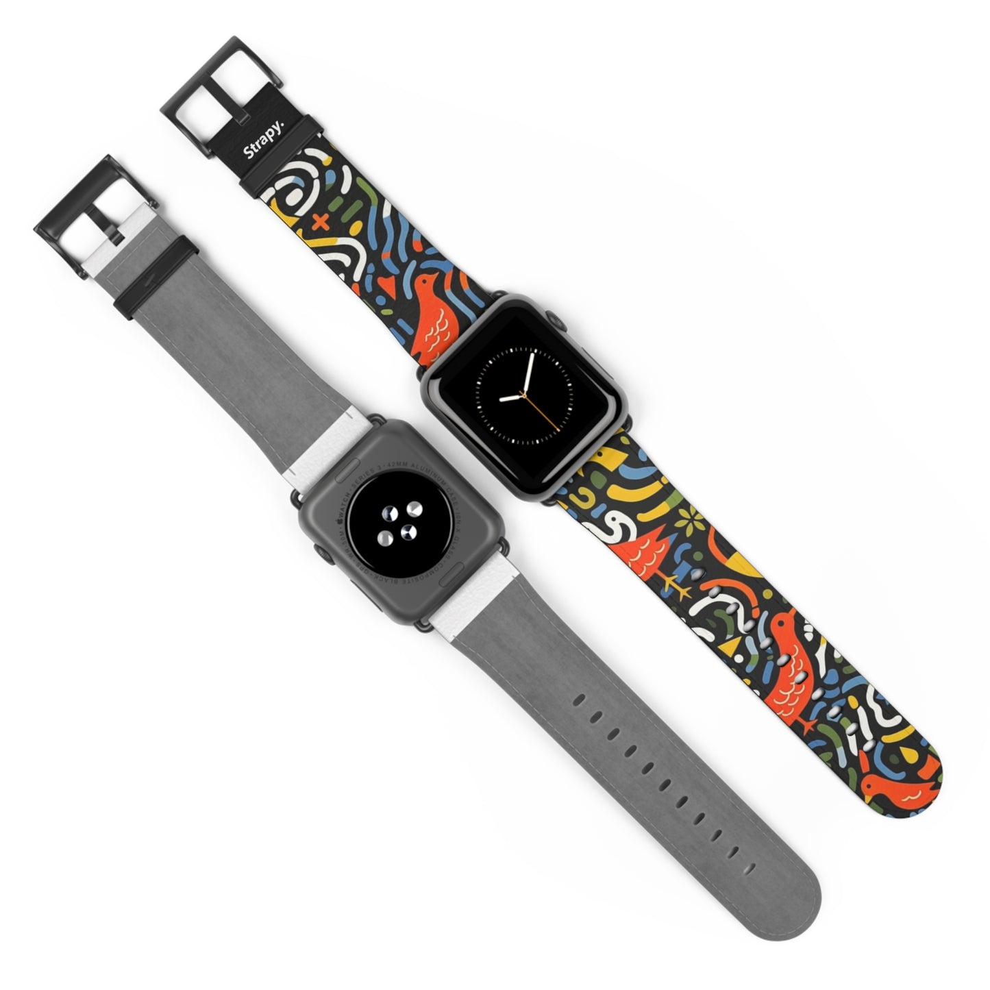 Abstract Art Pop Mikado Pheasant Bird Pattern - Leather Apple Watch Strap/Band