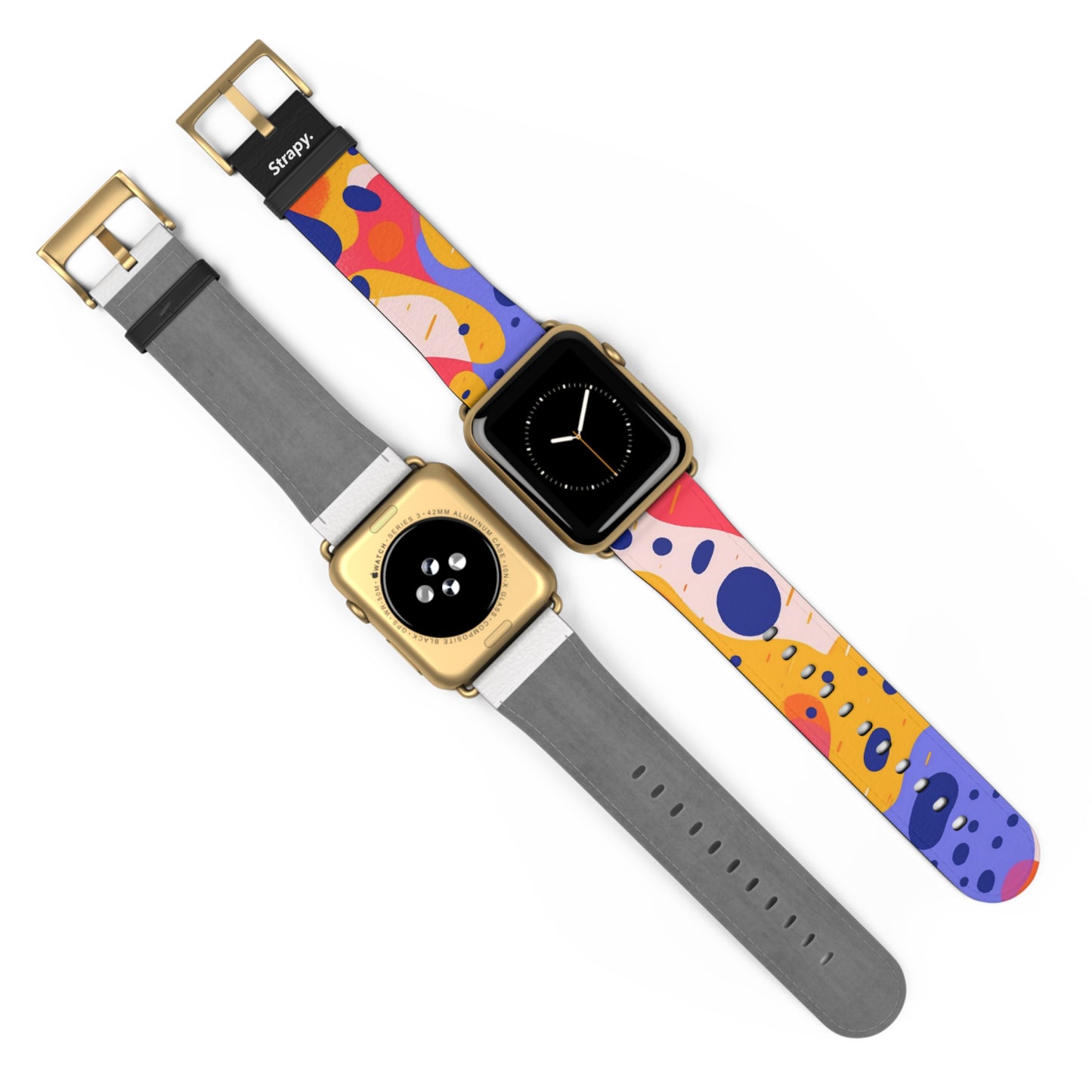 Abstract Art Pop Leopard Polka Dots Pattern - Bracelet/Bande Apple Watch en cuir