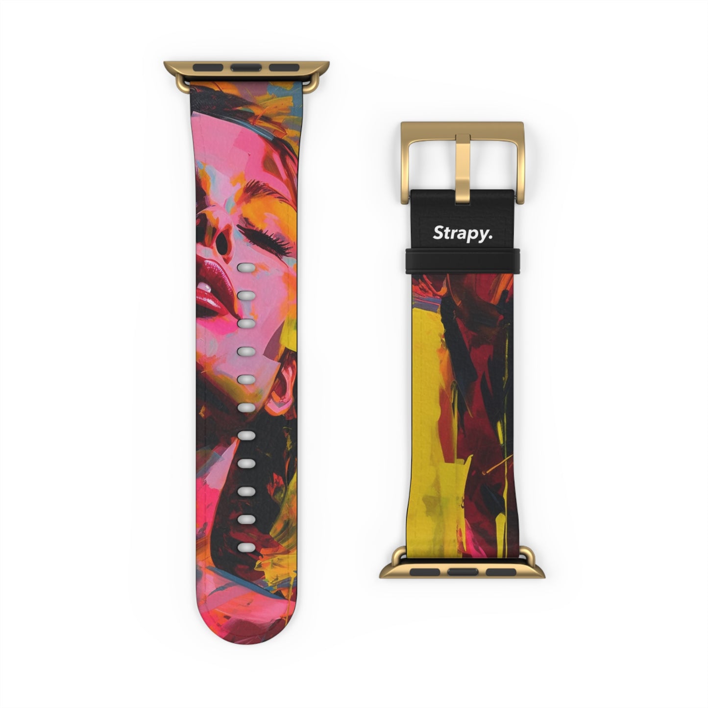 Art Pop Françoise Nielly Hommage Schließen Sie Ihre Augen – Apple Watch Armband/Band aus Leder