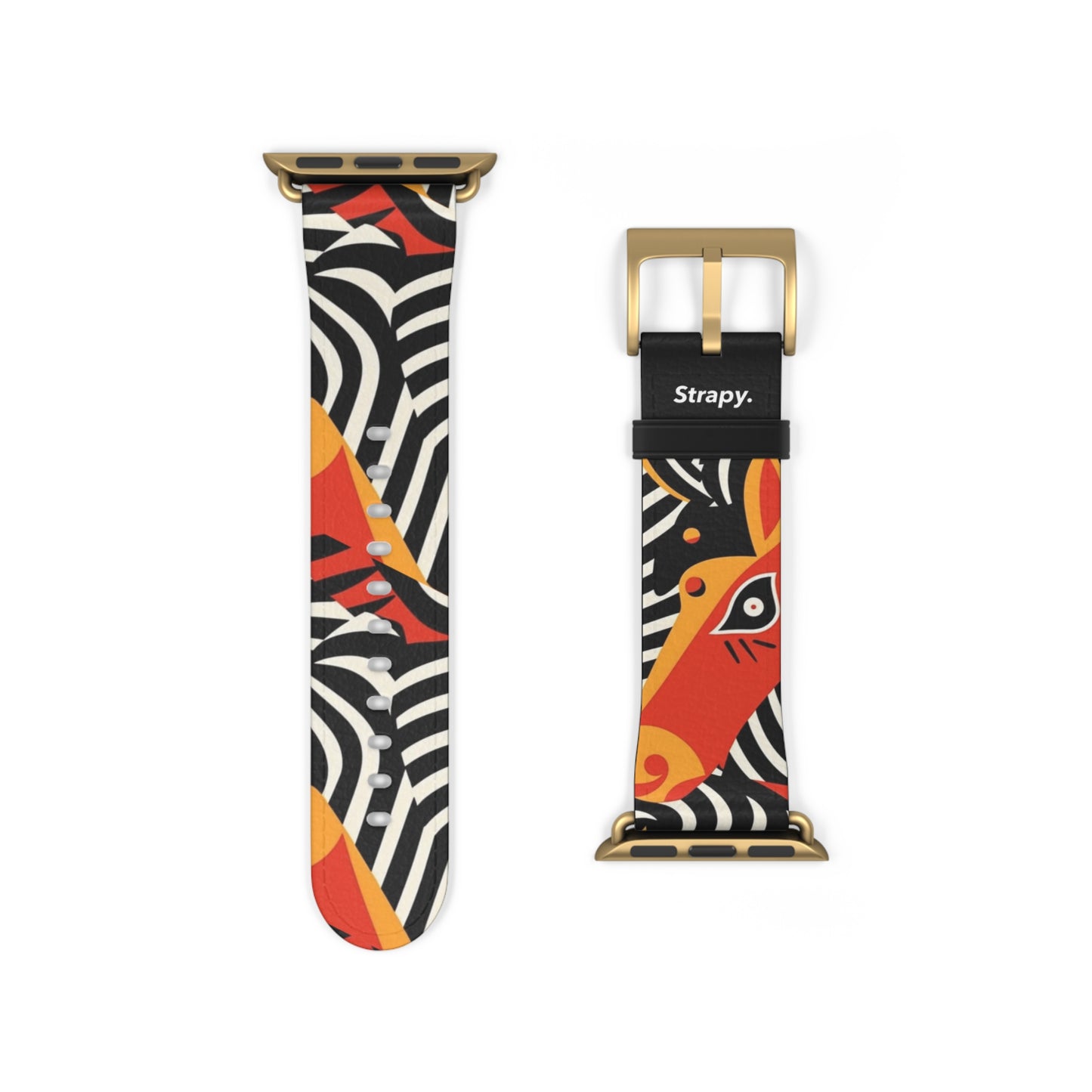 Motif abstrait de style Zebra Picasso - Bracelet/Bande Apple Watch en cuir