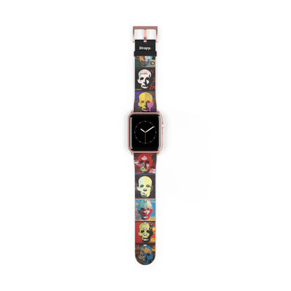 Art Pop Alec Monopoly Homage Head Skulls - Leather Apple Watch Strap/Band