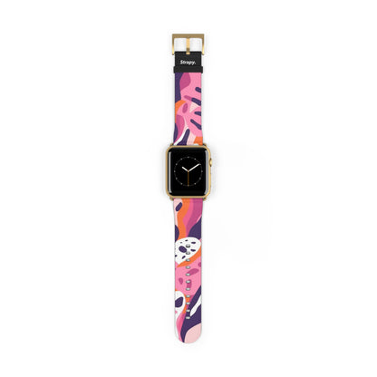 Abstraktes, minimalistisches Femme-Leopardenmuster – Apple-Watch-Armband/Armband aus Leder