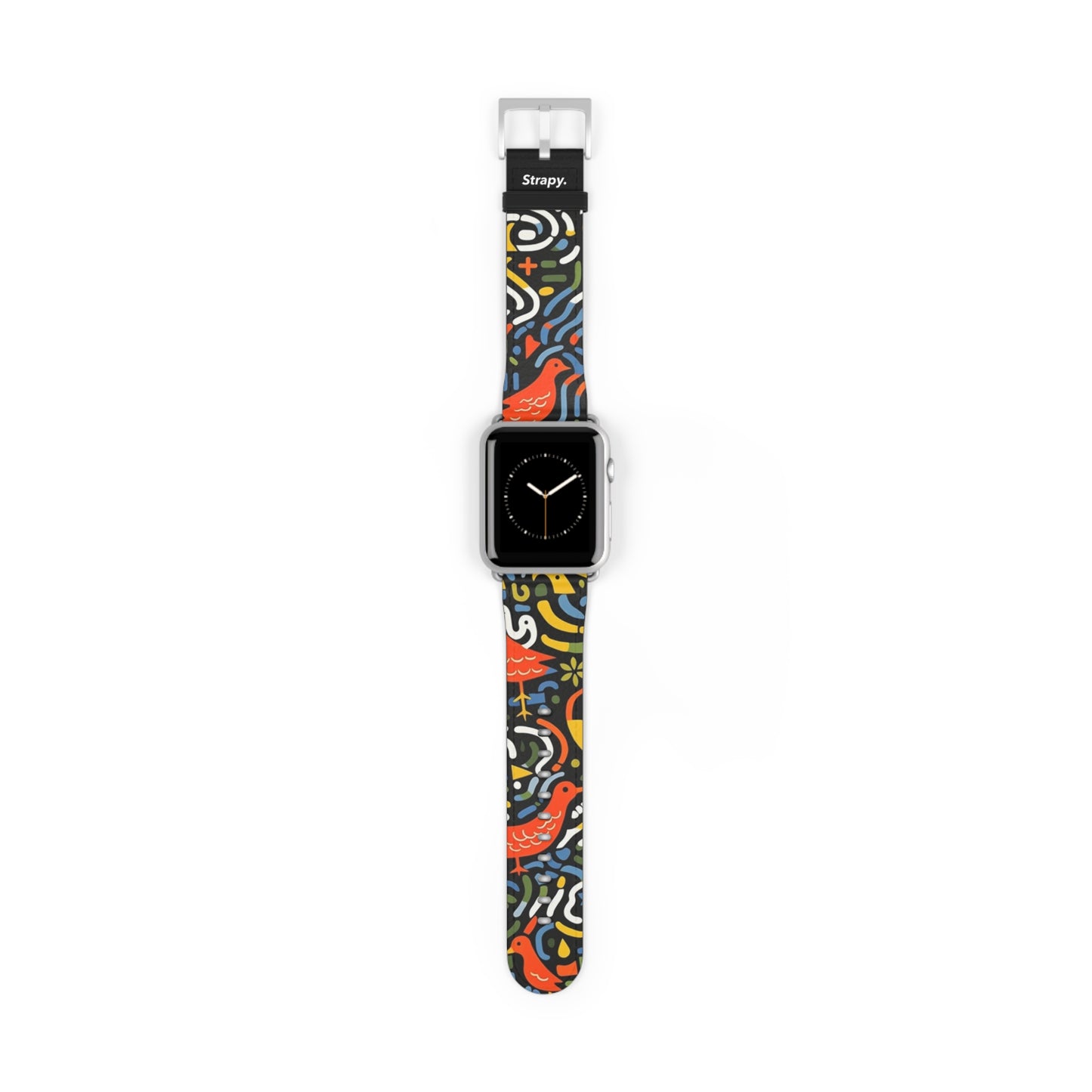 Abstraktes Kunst-Pop-Mikado-Fasan-Vogel-Muster – Apple-Watch-Armband/Armband aus Leder