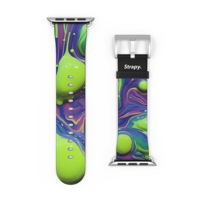 Surreal Acrylic Blobs Pattern - Leather Apple Watch Strap/Band