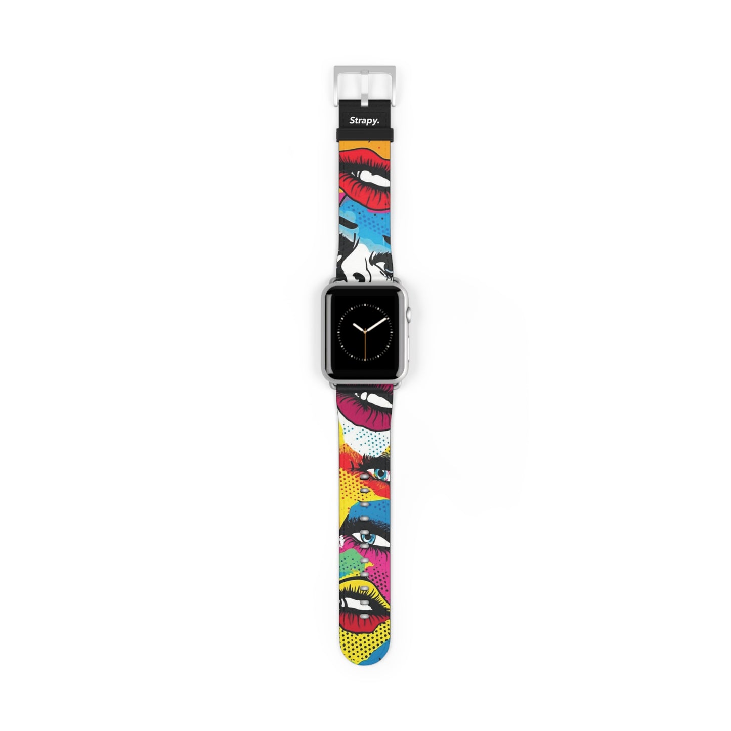 Comic-Art-Pop-Frauengesichter-Muster – Apple-Watch-Armband/Armband aus Leder