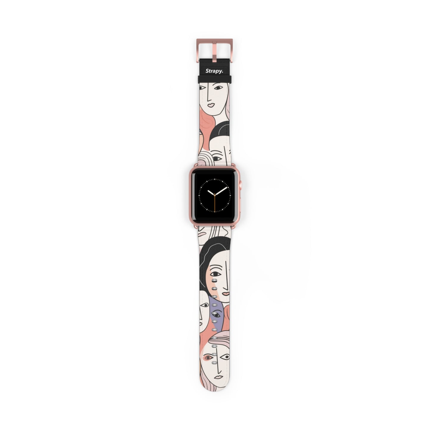 Motif de visages de femmes pastel dessin minimaliste abstrait - Bracelet/Bande Apple Watch en cuir