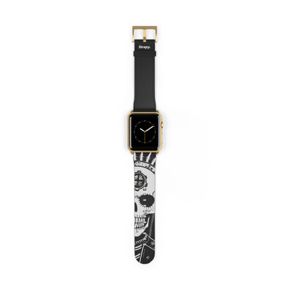 Kitsch Vintage Metal Skull God Fashionista Leather Apple Watch Band