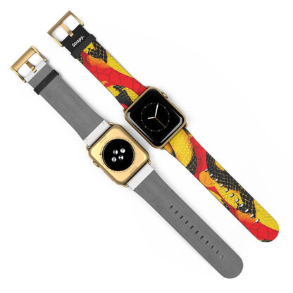 Surreal Art Pop Fire Snake Pattern - Bracelet/Bande Apple Watch en cuir