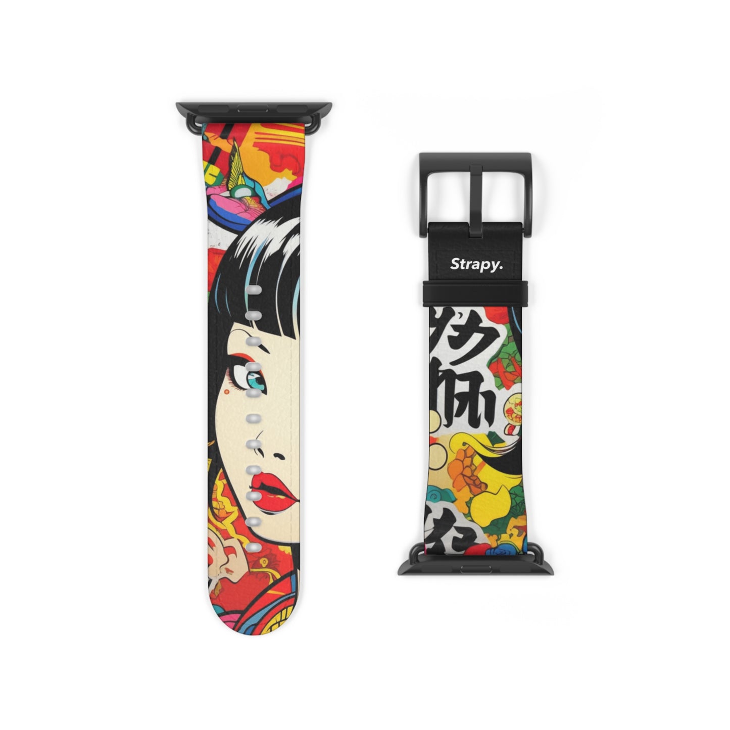 Art Pop Comic Geisha Japanese Stare - Leather Apple Watch Strap/Band