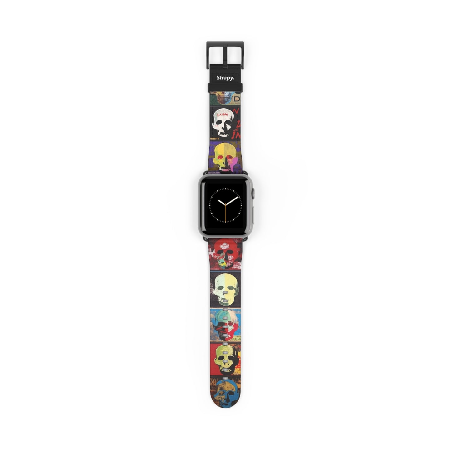 Art Pop Alec Monopoly Homage Head Skulls – Apple Watch Armband/Band aus Leder