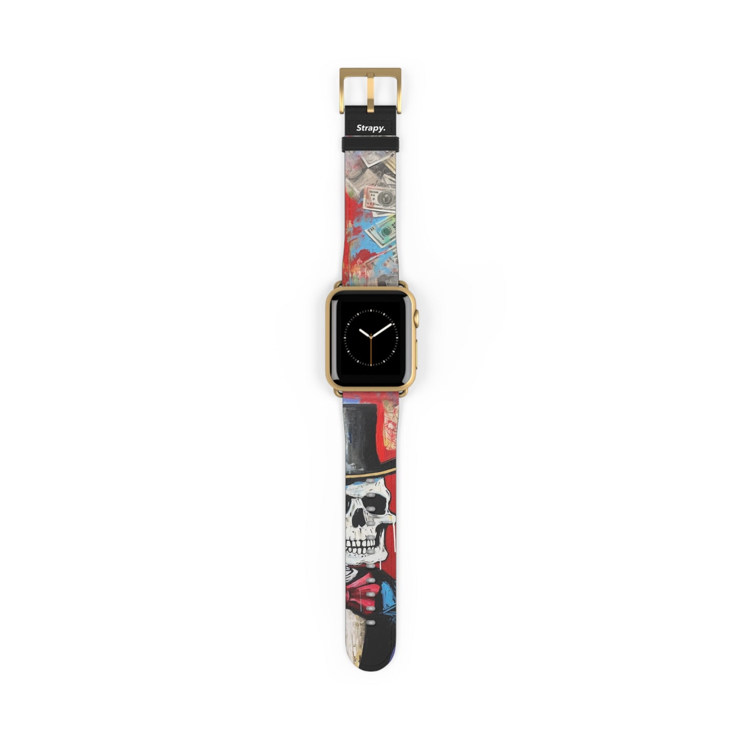 Art Pop Alec Monopoly Homage Tycoon Skull – Apple Watch Armband/Band aus Leder