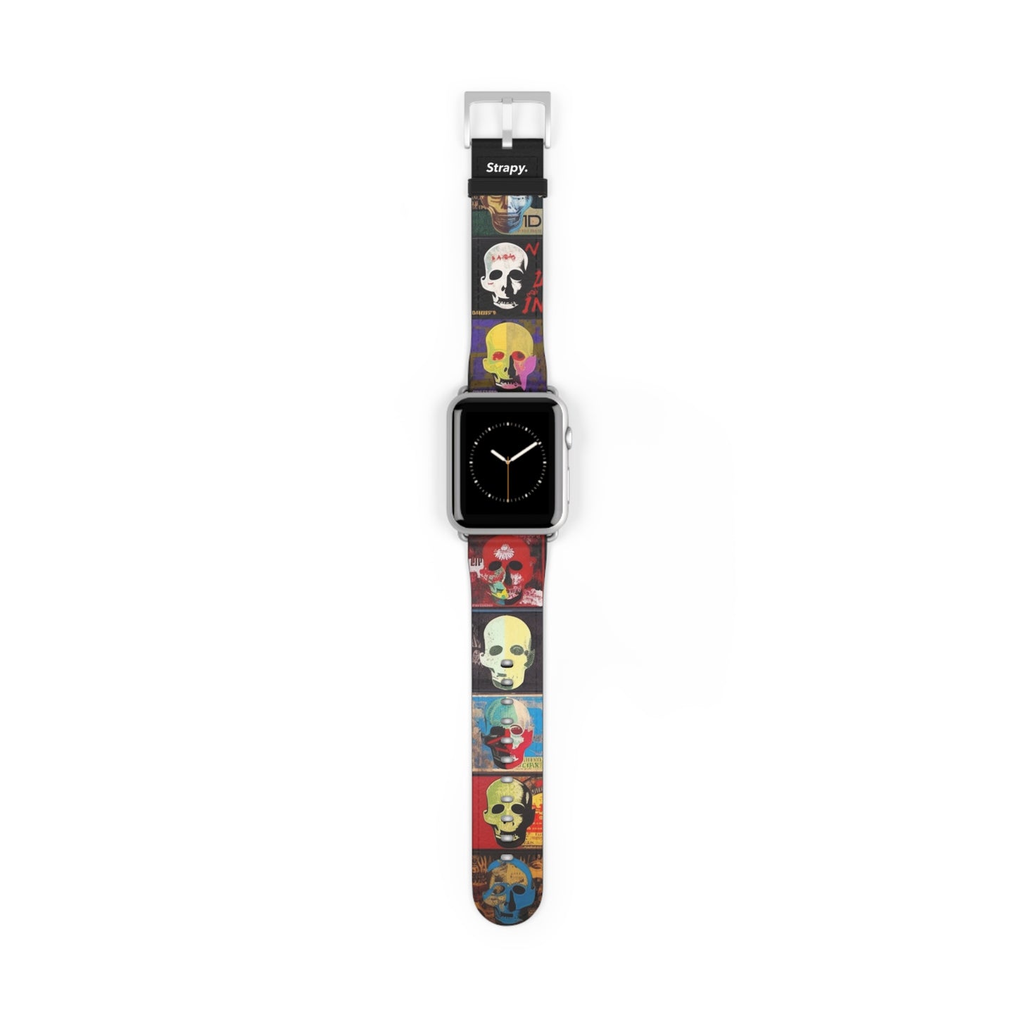 Art Pop Alec Monopoly Homage Head Skulls - Leather Apple Watch Strap/Band