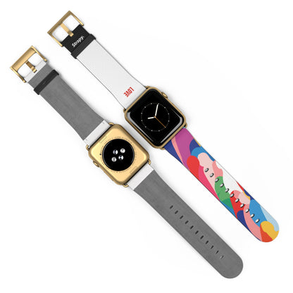 Abstract Love is Love Pride Pattern - Leather Apple Watch Strap/Band