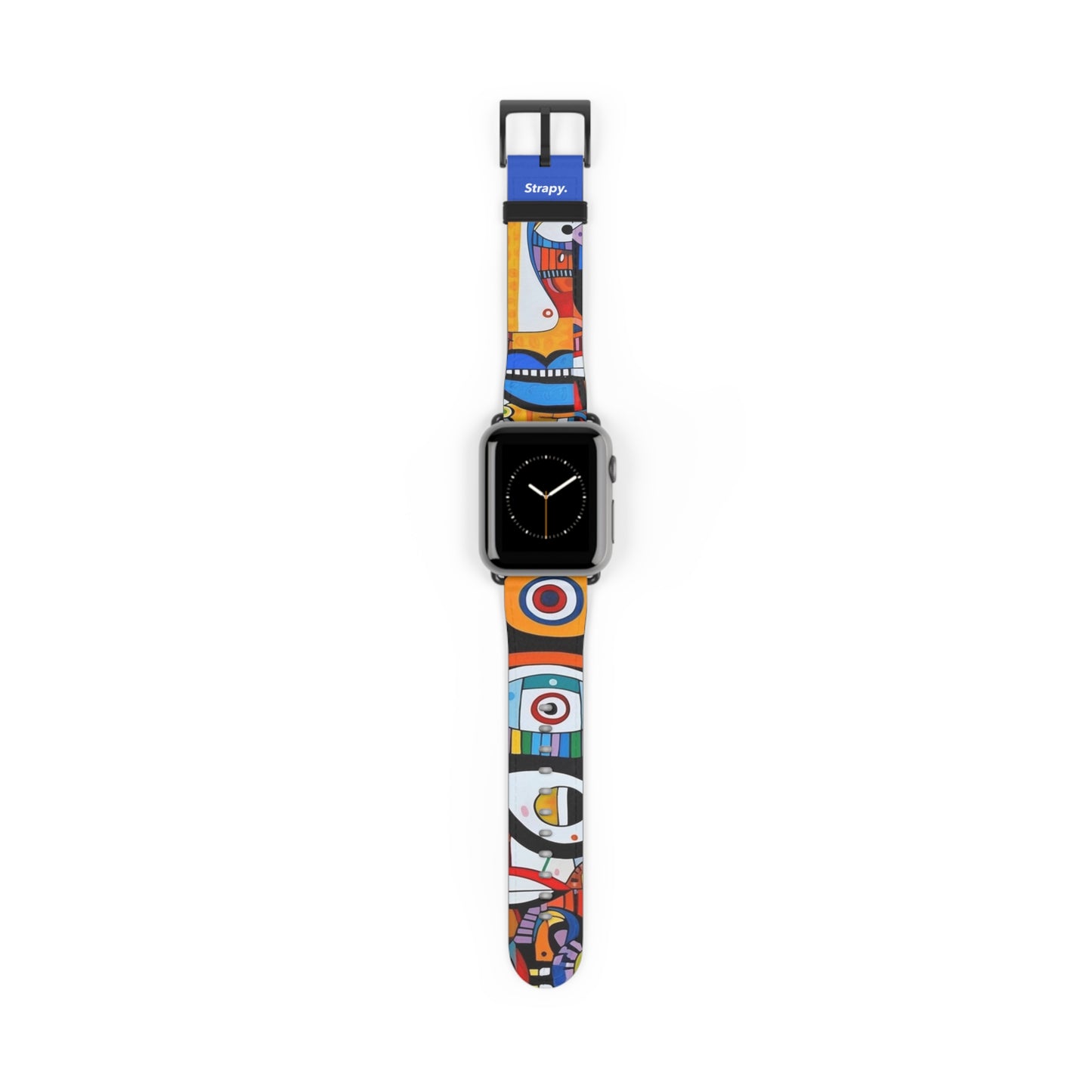 Abstrakte Augen und Gesichter im Picasso-Stil-Muster – Apple-Watch-Armband/Armband aus Leder