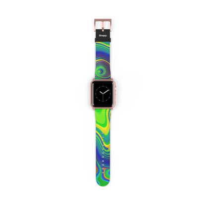 Surreal Wavy Heatmap Pattern Leather Apple Watch Band