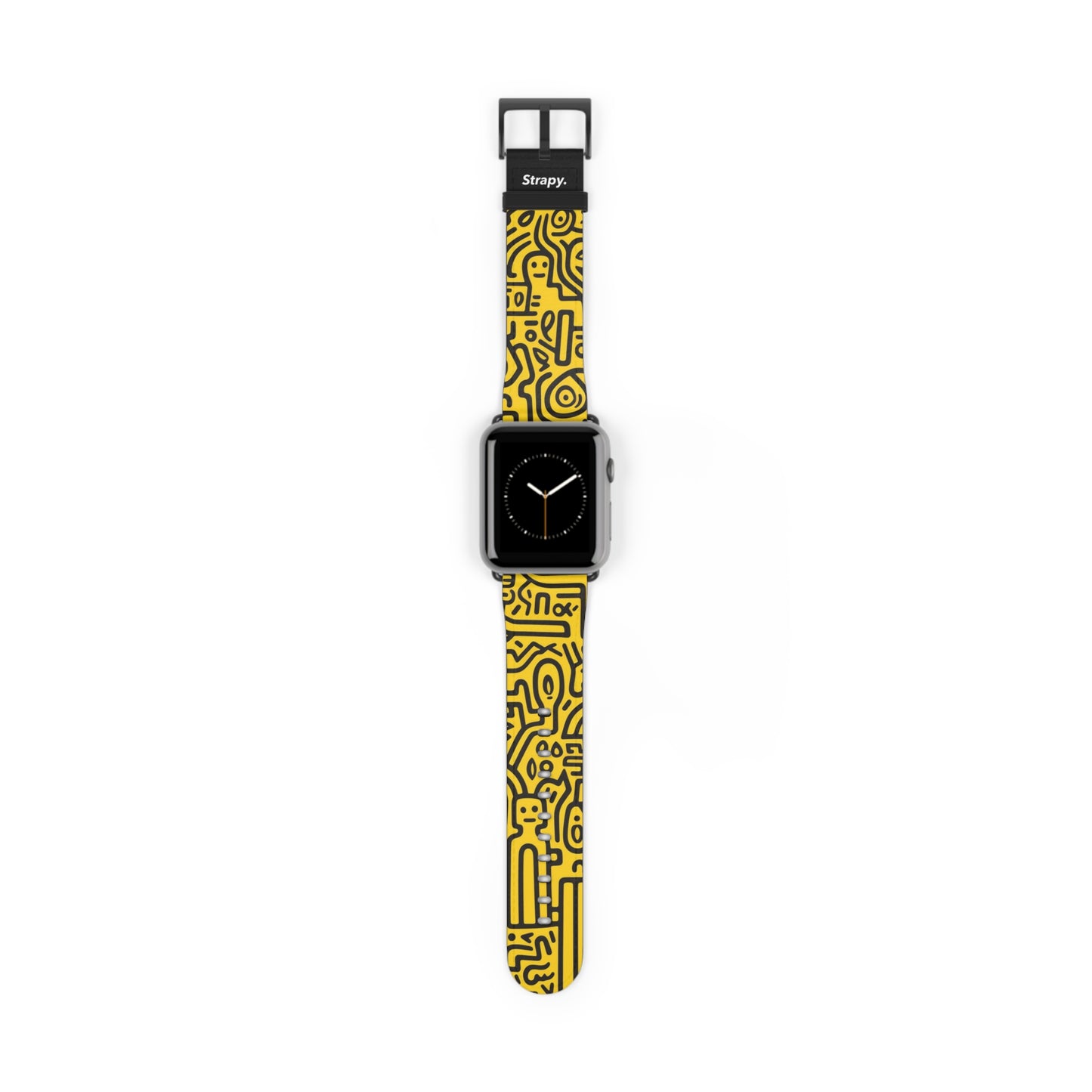 Abstraktes gelbes Happiness Bold Geometrisches Linienmuster – Apple Watch Armband/Armband aus Leder