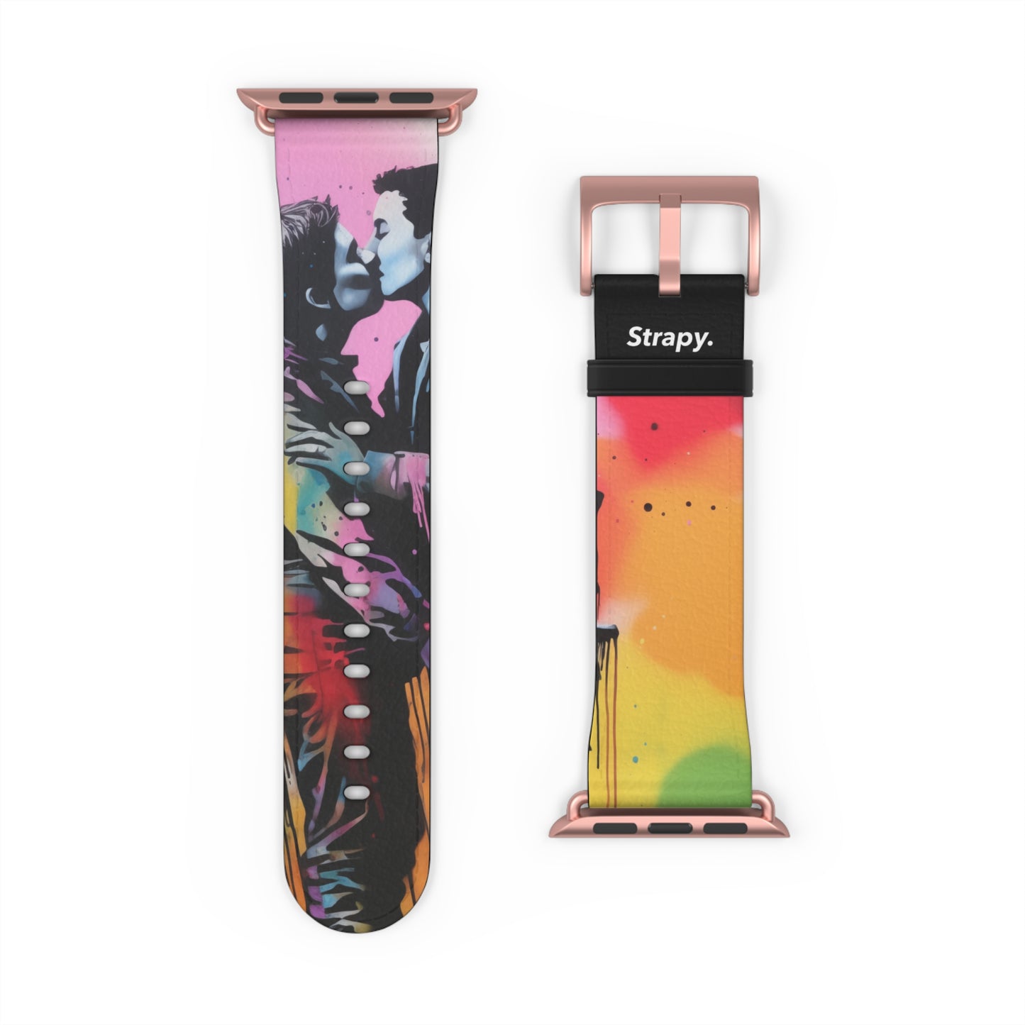 Stencil Love is Love (He/Him/They) Pride - Leather Apple Watch Strap/Band