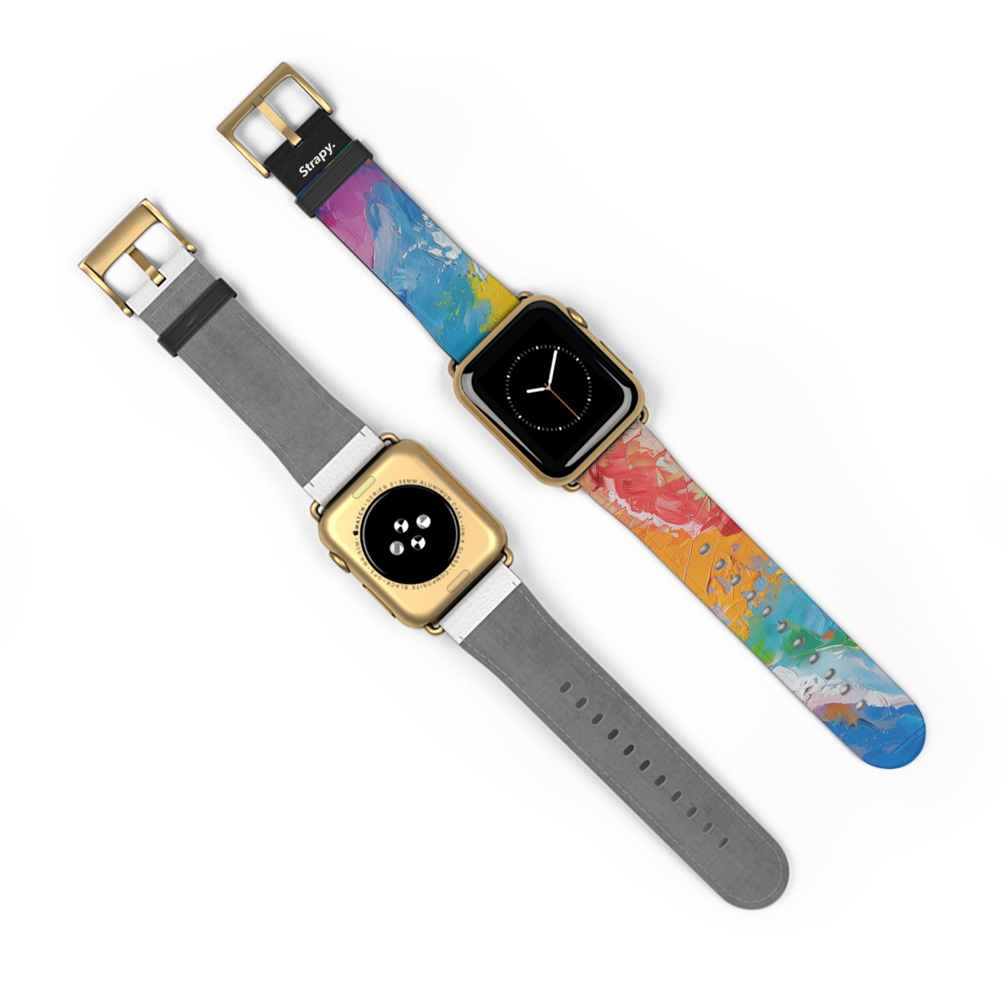 Rainbow Pride Contemporary Acrylic Abstract Pattern Leather Apple Watch Band