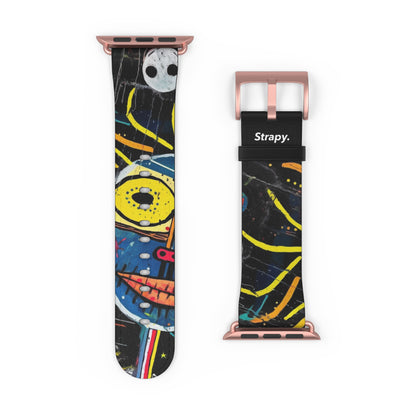 Abstract Human Basquiat Style - Leather Apple Watch Strap/Band