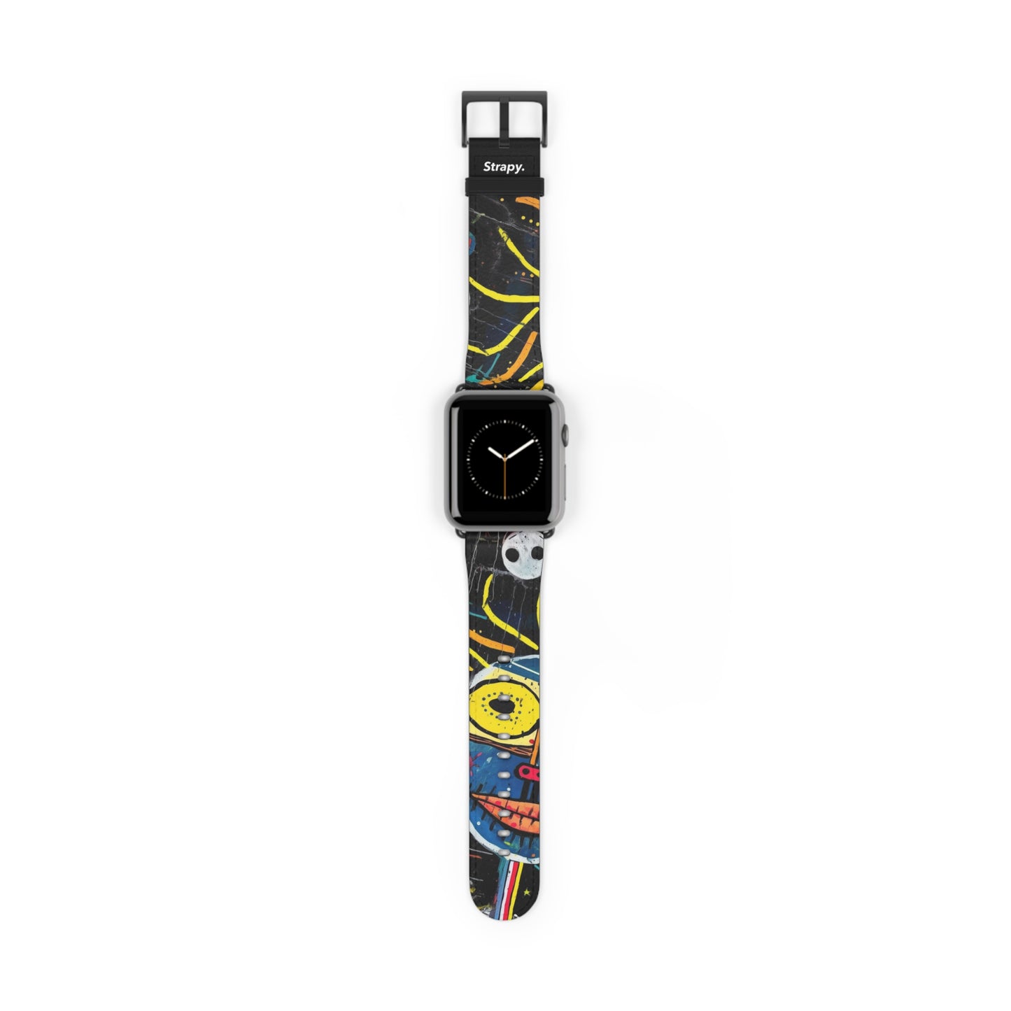 Abstrakter menschlicher Basquiat-Stil – Apple-Watch-Armband/Armband aus Leder