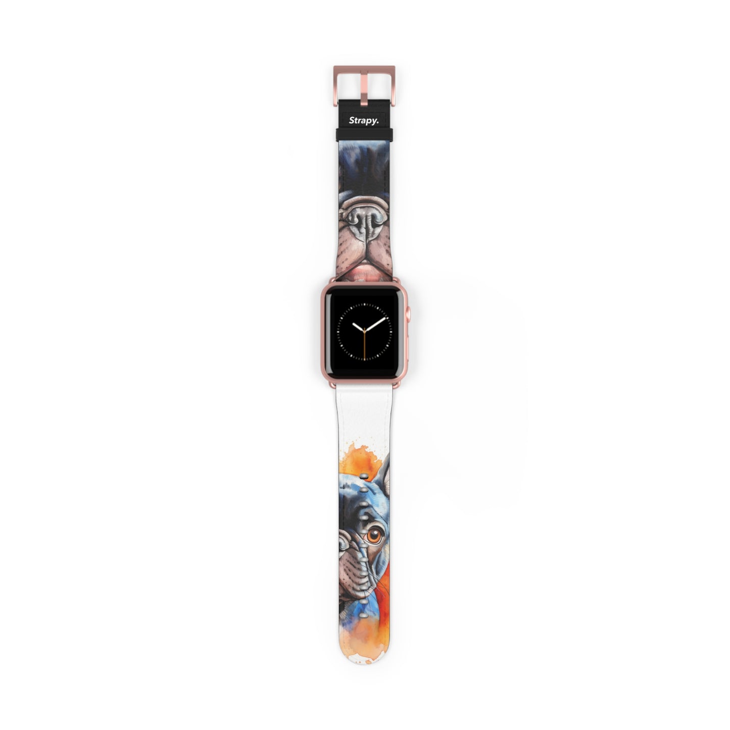 Aquarela Französische Bulldogge Love – Apple-Watch-Armband/Armband aus Leder