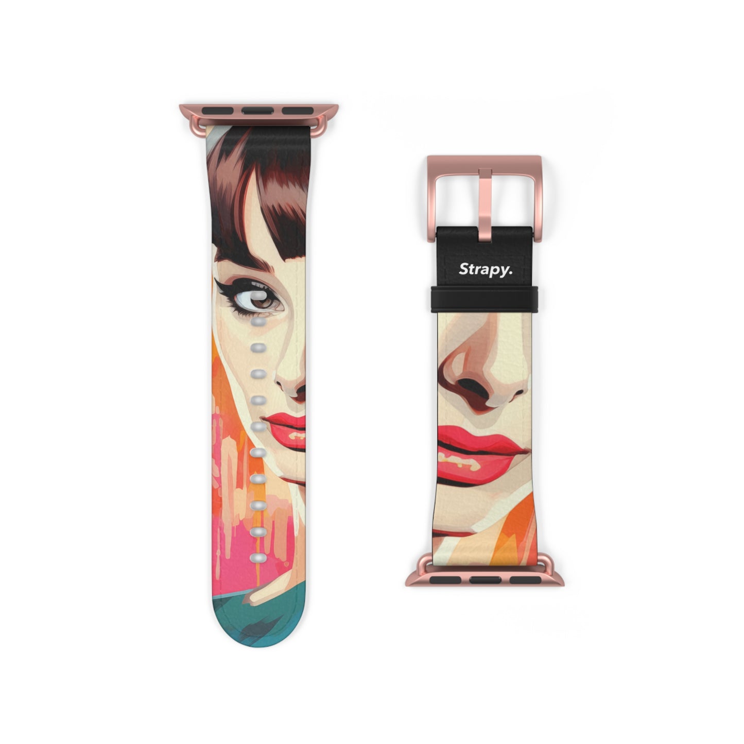 Art Pop Audrey Hepburn - Bracelet/Bande Apple Watch en cuir