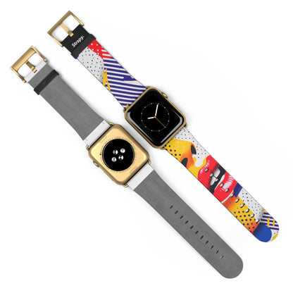 Art Pop Lichtenstein Homage Lips - Leather Apple Watch Strap/Band