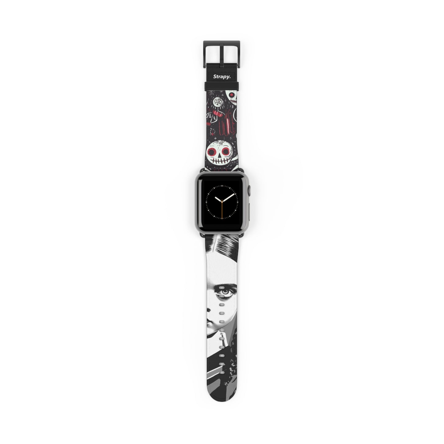 Art Pop Comic Wednesday Addams Stare Leather Apple Watch Band