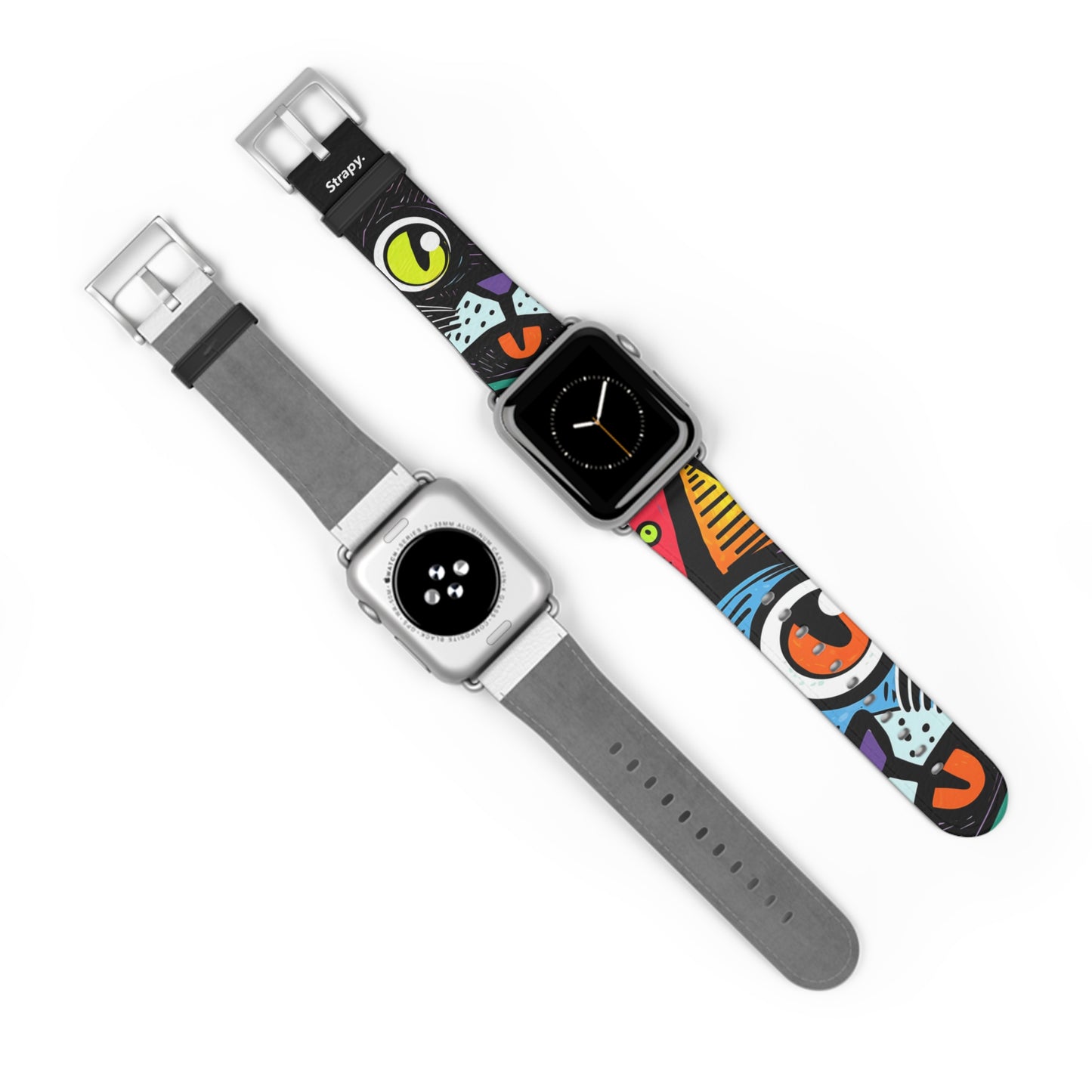 Abstract Art Pop Cats - Leather Apple Watch Strap/Band