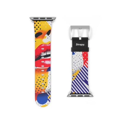 Art Pop Lichtenstein Homage Lips - Leather Apple Watch Strap/Band