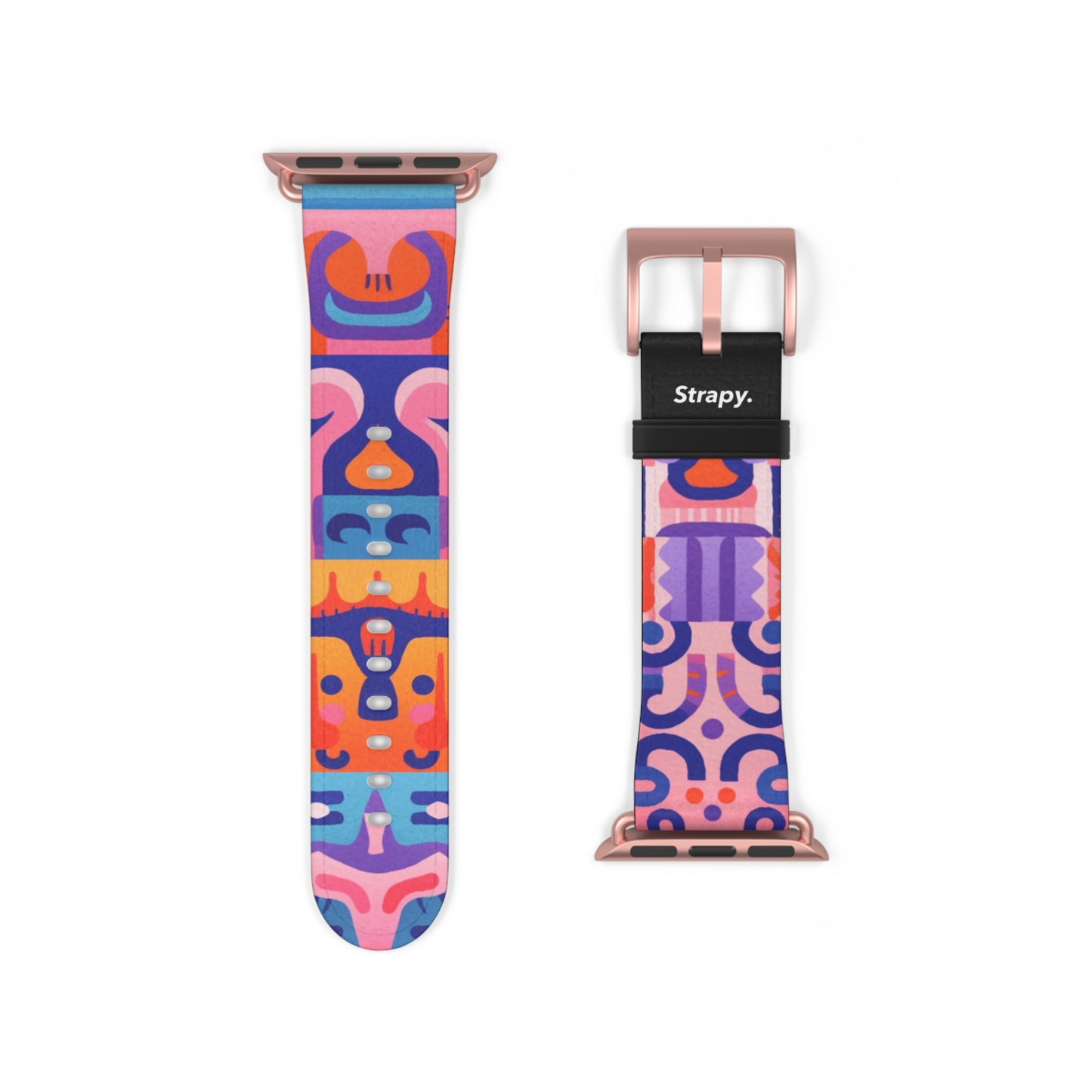 Abstract Art Pop Creatures Pattern - Leather Apple Watch Strap/Band