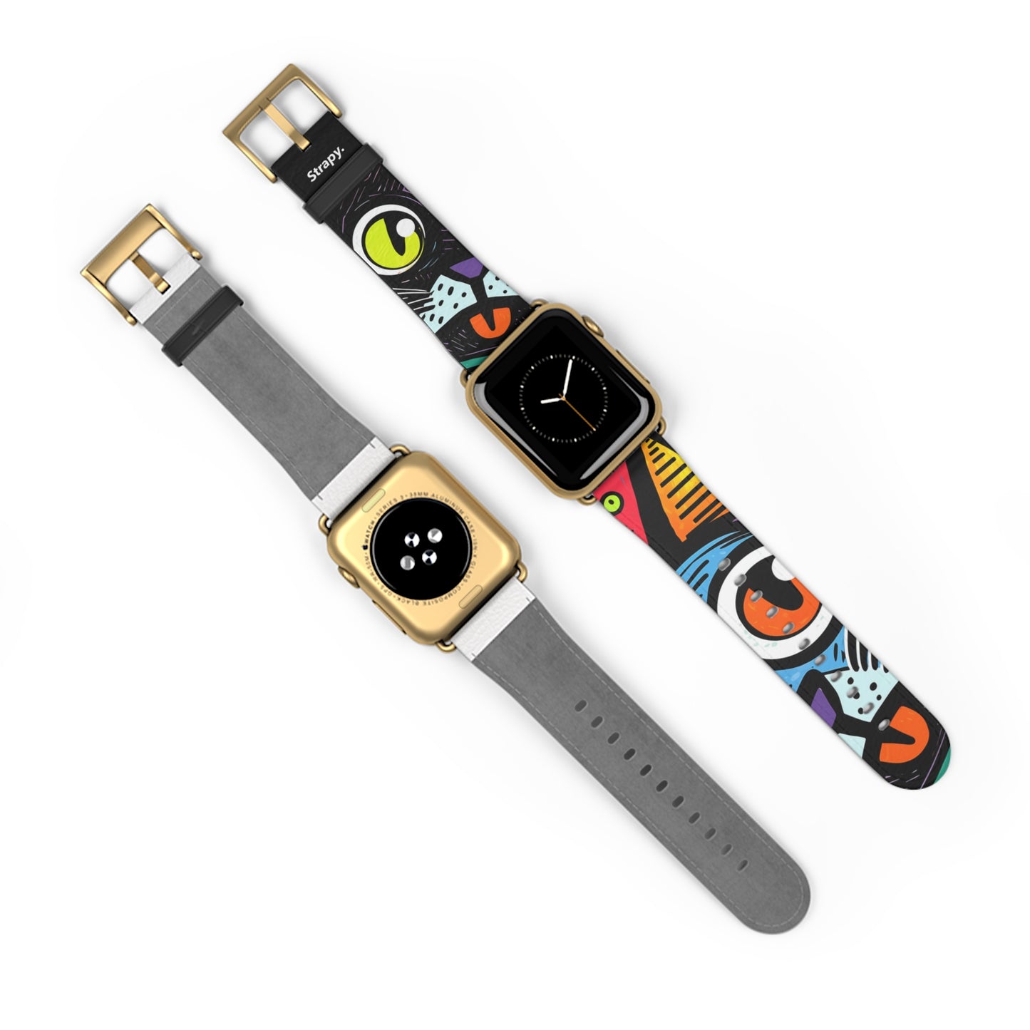 Abstract Art Pop Cats - Leather Apple Watch Strap/Band