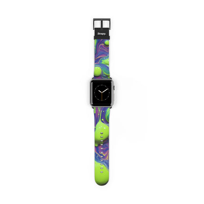 Surreales Acryl-Klecks-Muster – Leder-Apple-Watch-Armband