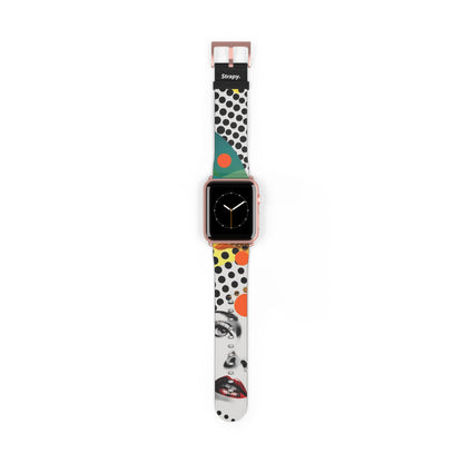 Abstract Comic Art Pop Women Polka Faces Pattern - Leather Apple Watch Strap/Band