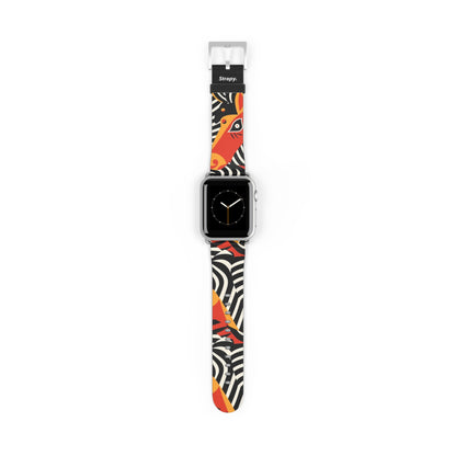 Abstraktes Zebra-Picasso-Muster – Apple-Watch-Armband aus Leder