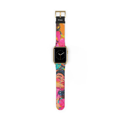 Summer Bliss Woman Contemporary Acrylic Leather Apple Watch Band