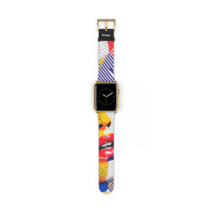 Art Pop Lichtenstein Homage Lips - Leather Apple Watch Strap/Band