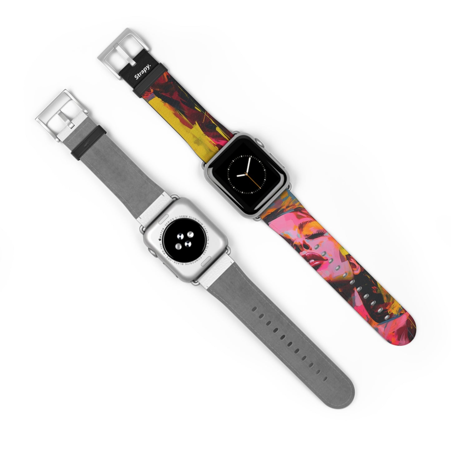 Art Pop Françoise Nielly Hommage Schließen Sie Ihre Augen – Apple Watch Armband/Band aus Leder