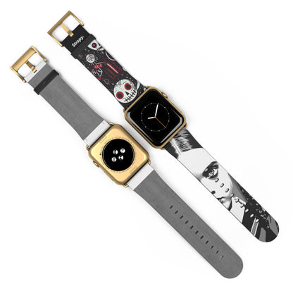 Art Pop Comic Wednesday Addams Stare Leather Apple Watch Band