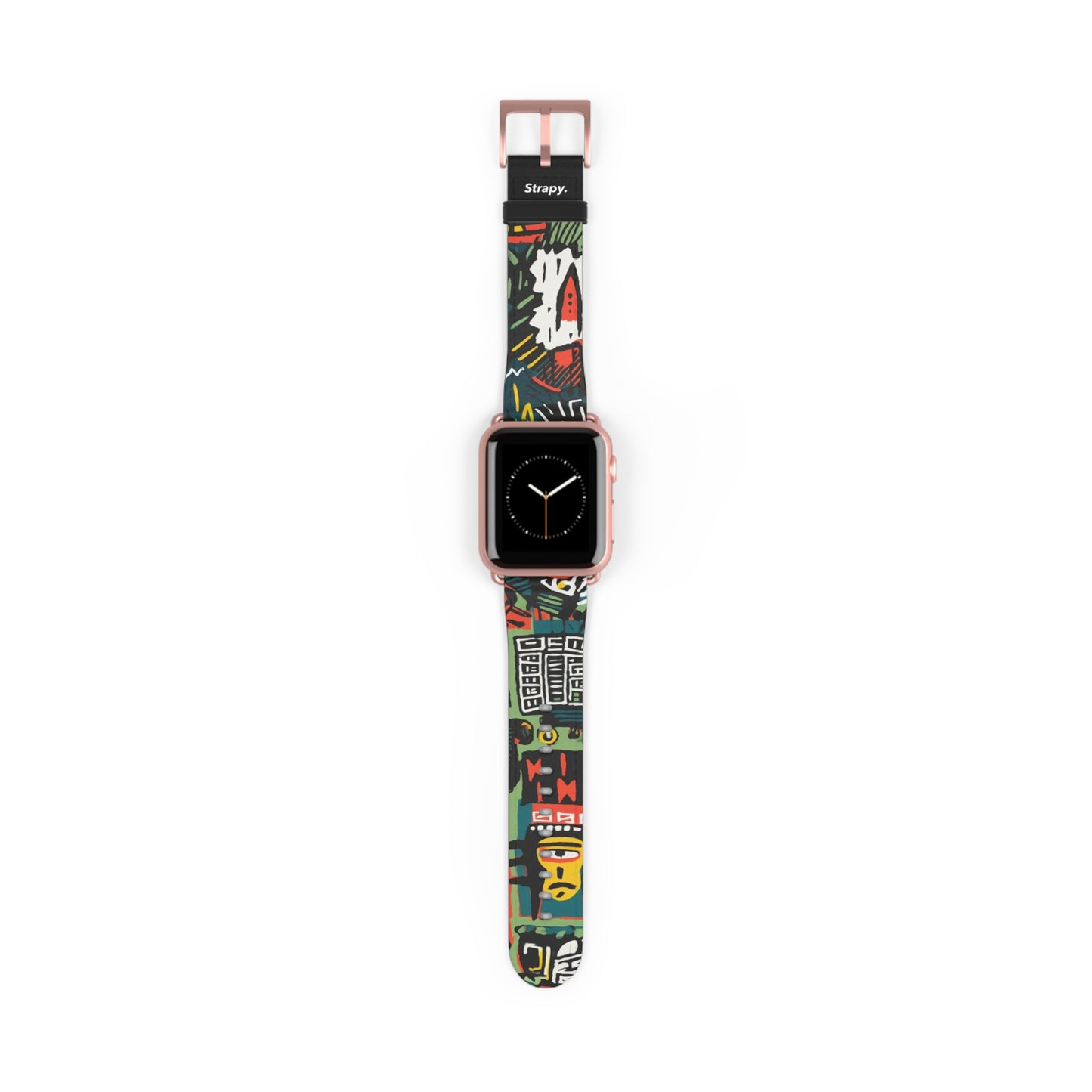 Abstract For The Culture Geometric Basquiat Style Pattern Leather Apple Watch Band