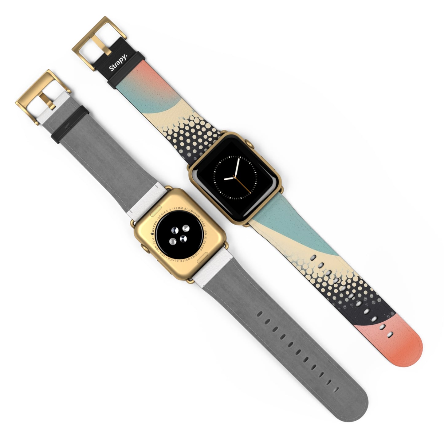 Motif serpent à pois pastel risographe abstrait - Bracelet/Bande Apple Watch en cuir