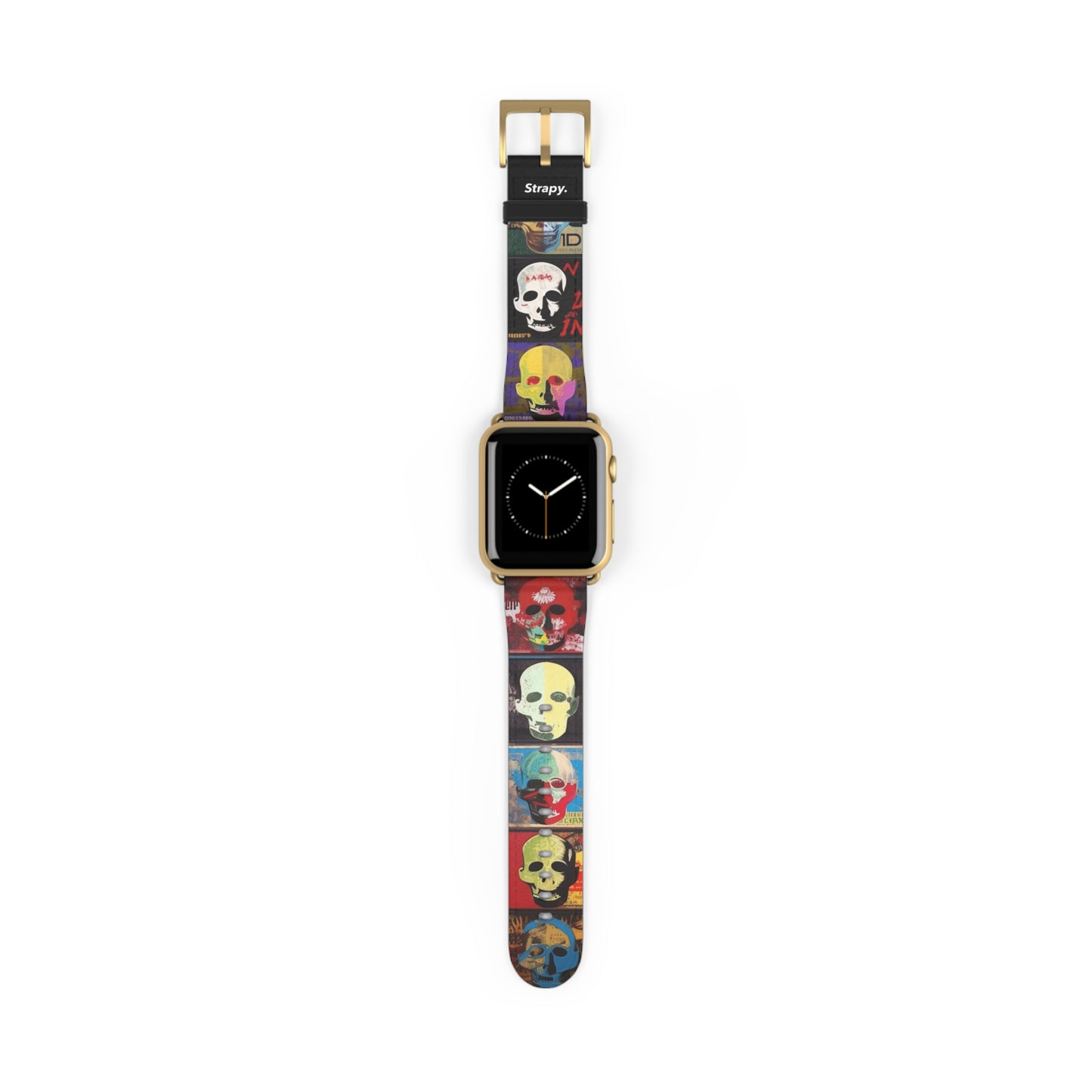 Art Pop Alec Monopoly Homage Head Skulls – Apple Watch Armband/Band aus Leder