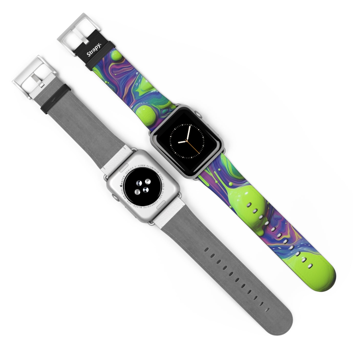 Surreal Acrylic Blobs Pattern - Leather Apple Watch Strap/Band