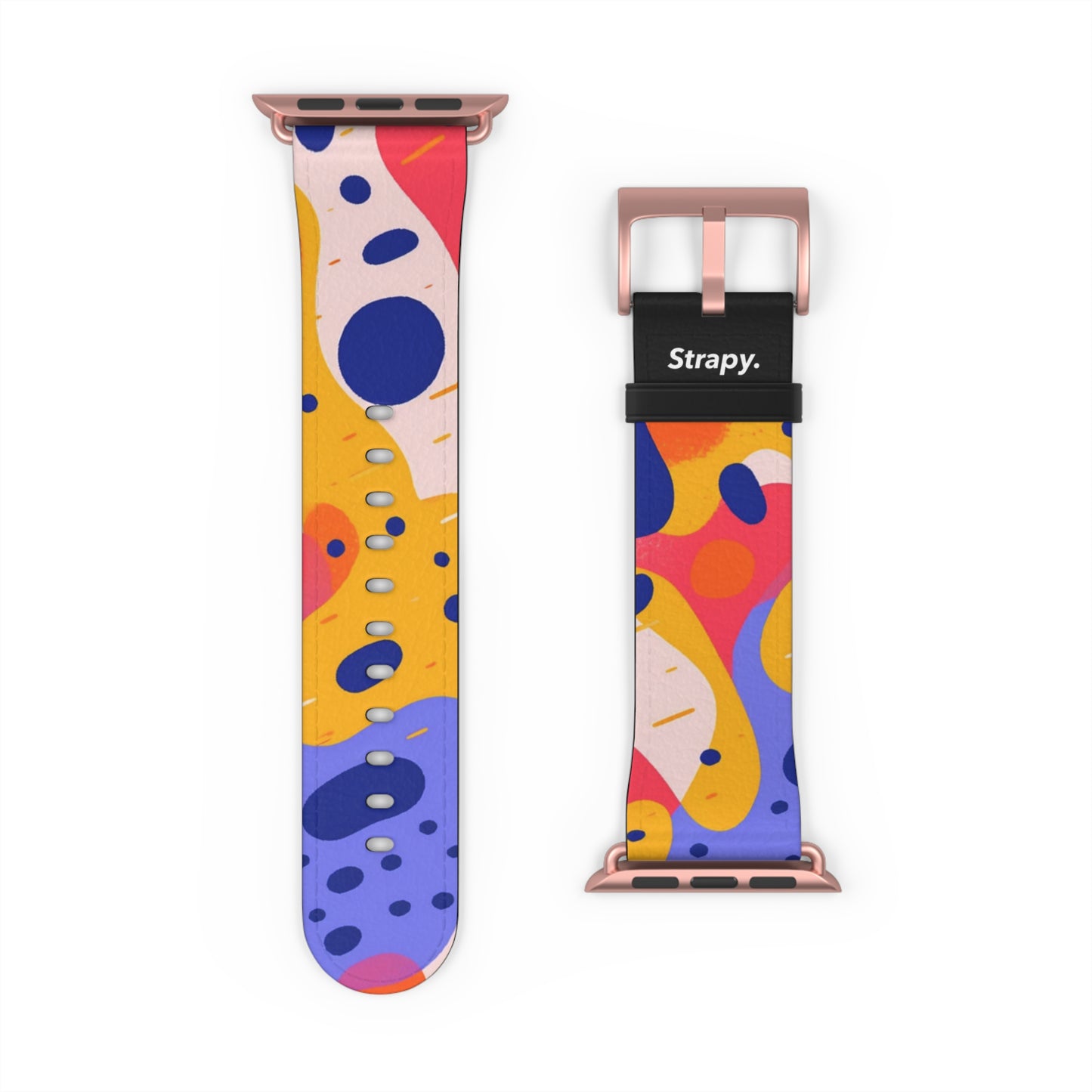 Abstract Art Pop Leopard Polka Dots Pattern - Leather Apple Watch Strap/Band