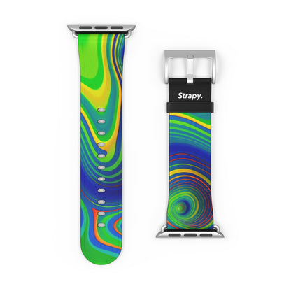 Surreal Wavy Heatmap Pattern Leather Apple Watch Band