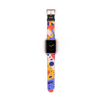 Abstract Art Pop Leopard Polka Dots Pattern - Bracelet/Bande Apple Watch en cuir