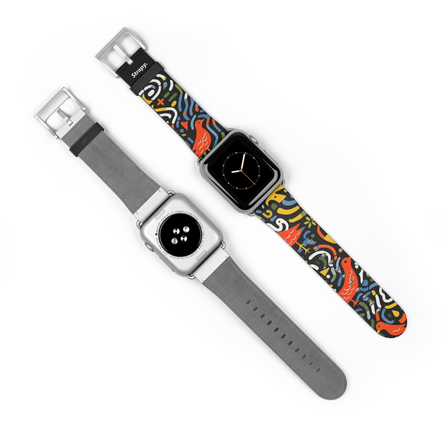 Abstract Art Pop Mikado Pheasant Bird Pattern - Leather Apple Watch Strap/Band